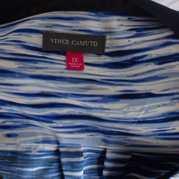 Vince Camuto Womens Sleeveless Blue Wave Print Blouse 1X - Picture 5 of 7